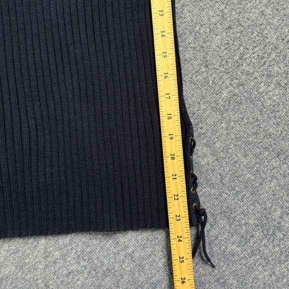 Lauren Ralph Lauren Nautical Blue Knit Top Boatneck Cotton Laced Sleeve Womens M - Picture 7 of 7